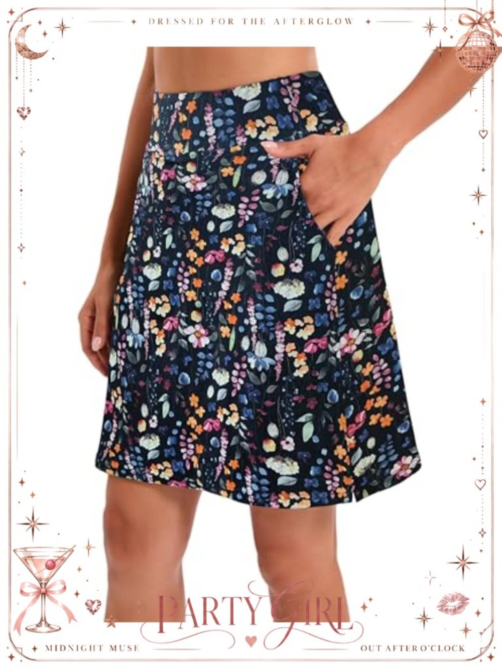 Women's Knee Length High Waisted Tennis Skorts with Pockets